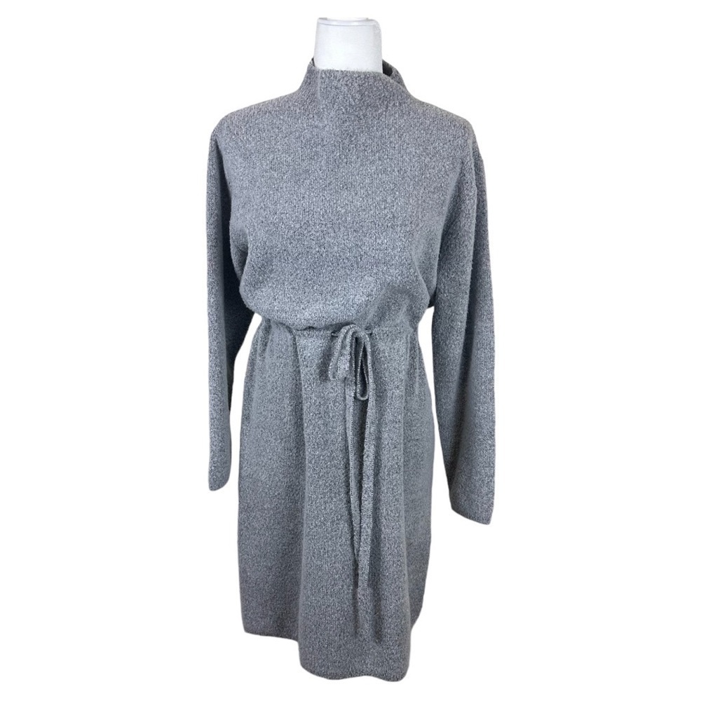 HYFVE COZY GREY BOUCLE MOCK NECK SWEATER DRESS